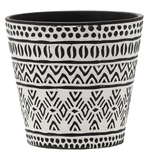 Zdjęcie produktu Osłonka ceramiczna doniczka na kwiaty ozdobna dekoracyjna czarno biała 13x13x12 cm