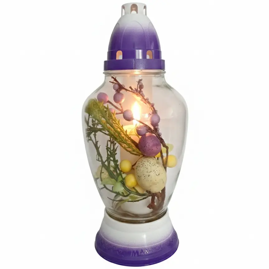 Zdjęcie produktu Znicz wielkanocny dekoracyjny z wkładem gałązka jajka 30cm MAX 1113 GAL 1 szt.