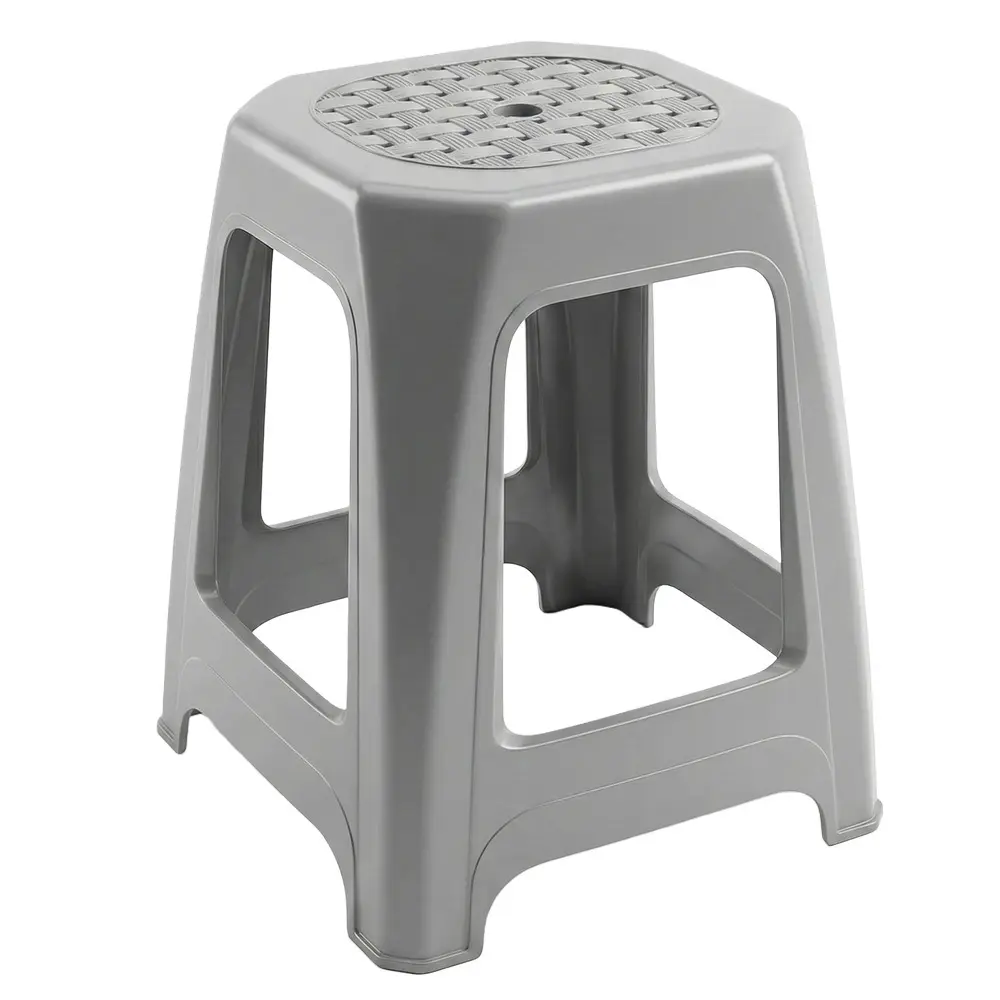 Zdjęcie produktu Taboret plastikowy stołek krzesełko szary mocny do 200kg wysoki 46 cm