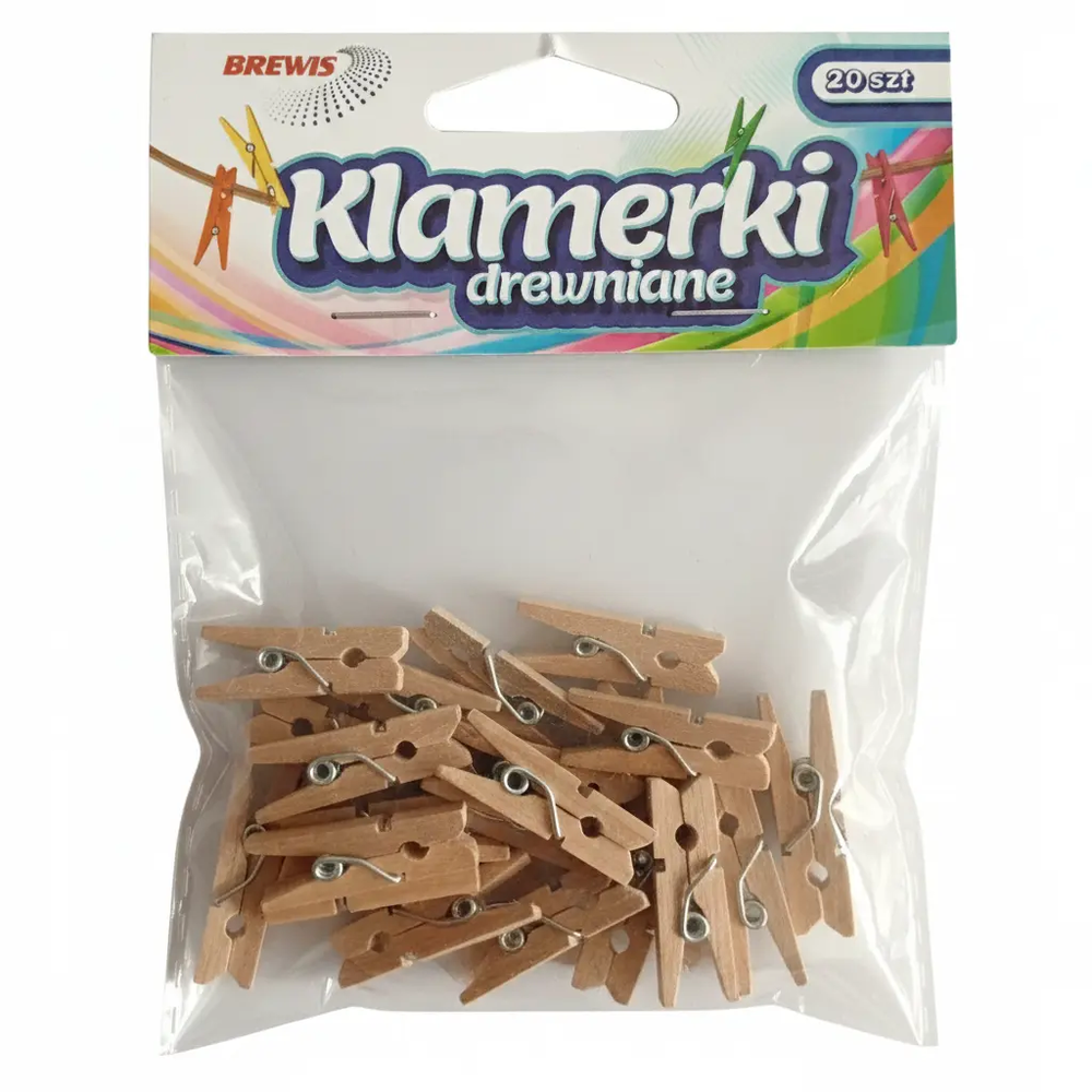 Zdjęcie produktu Klamerki drewniane ozdobne spinacze do zdjęć dekoracyjne 20 sztuk 2,5 cm