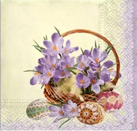 Zdjęcie produktu Serwetki papierowe Wielkanocne Daisy krokusy koszyczek 33x33 cm 20 szt.
