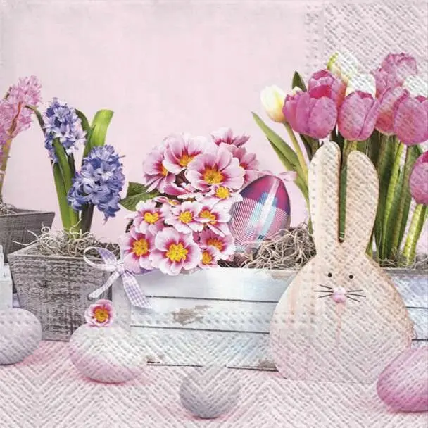 Zdjęcie produktu Serwetki papierowe wielkanocne Daisy Ester drewniany zajączek 33x33 cm 20 szt