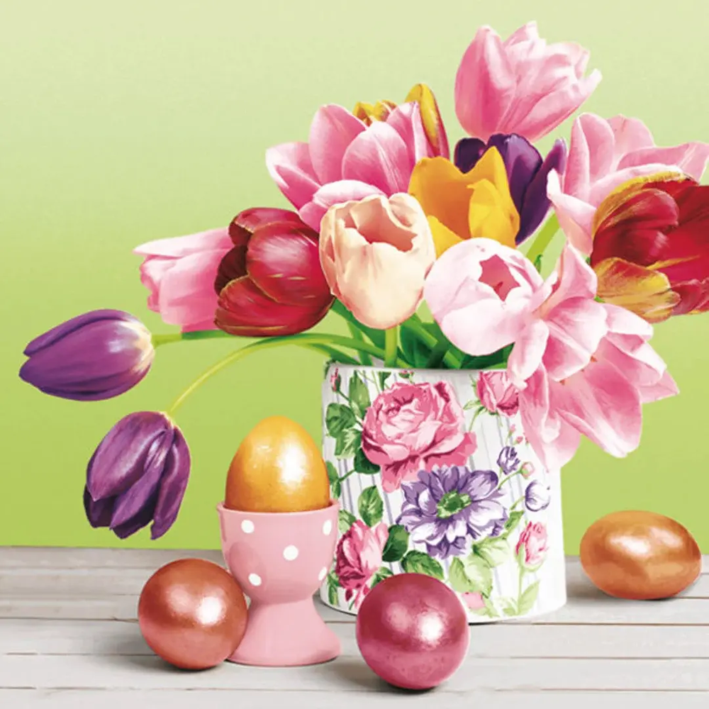 Zdjęcie produktu Serwetki papierowe Wielkanocne Daisy Pastel tulipany jajka 33x33 cm 20 szt.