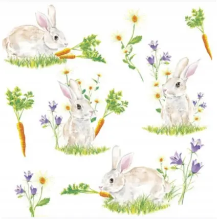 Zdjęcie produktu Serwetki papierowe Wielkanocne Daisy króliki marchewki 33x33 cm 20 szt.