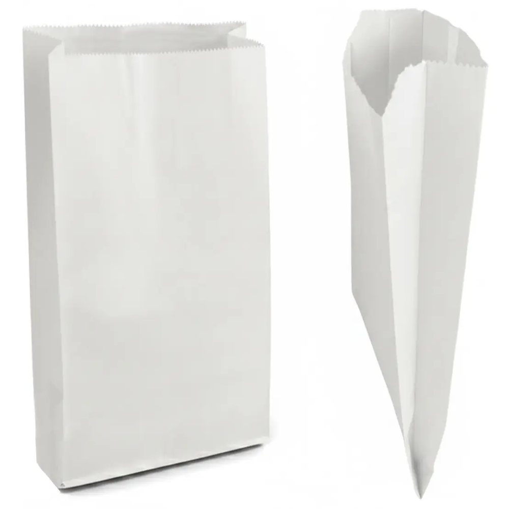 Zdjęcie produktu Torebki papierowe Fałdowe białe na gorące lub zimne wypieki pieczywo 18x8x35 cm 1000 sztuk
