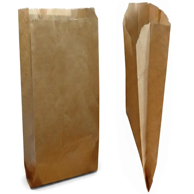 Zdjęcie produktu Torebki papierowe Fałdowe Ekologiczne szare na gorące lub zimne wypieki pieczywo 12x5x27 cm 1000szt.