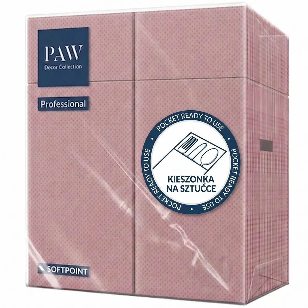 Zdjęcie produktu Kieszonki na sztućce brudny róż softpoint serwetki unicolor 50 sztuk 32x38 cm