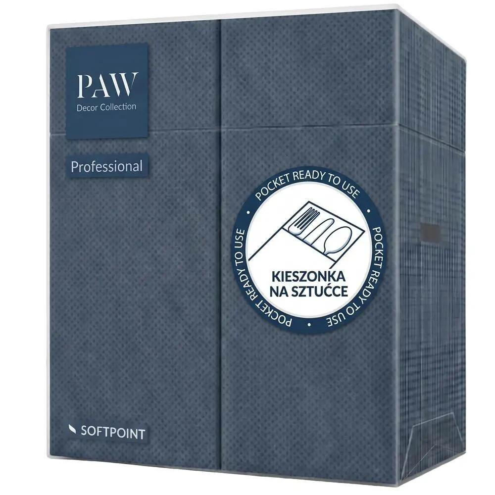 Zdjęcie produktu Kieszonki na sztućce granatowe softpoint serwetki unicolor 50 sztuk 32x38 cm