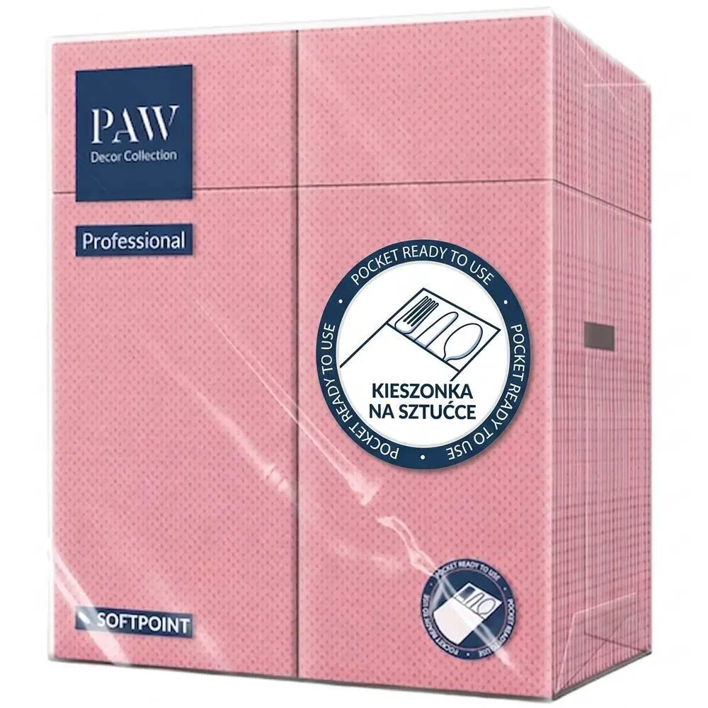 Zdjęcie produktu Kieszonki na sztućce różowe softpoint serwetki unicolor 50 sztuk 32x38 cm