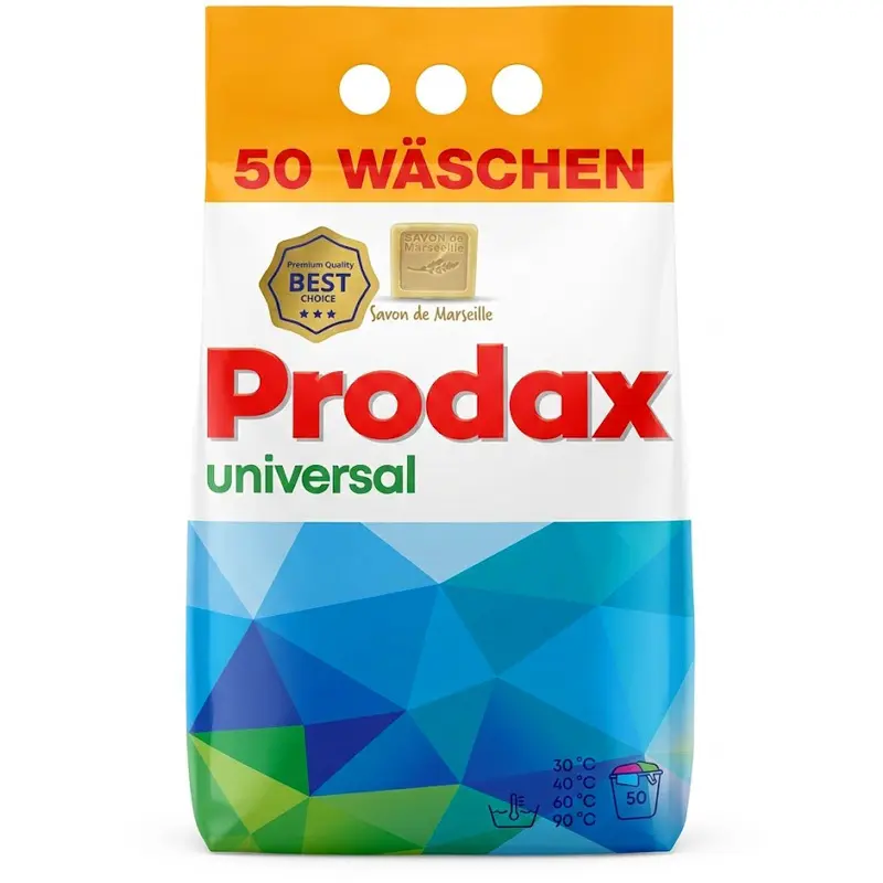 Zdjęcie produktu Proszek do Prania Prodax uniwersalny do tkanin białych i kolorowych skuteczny 50 prań 3,25kg