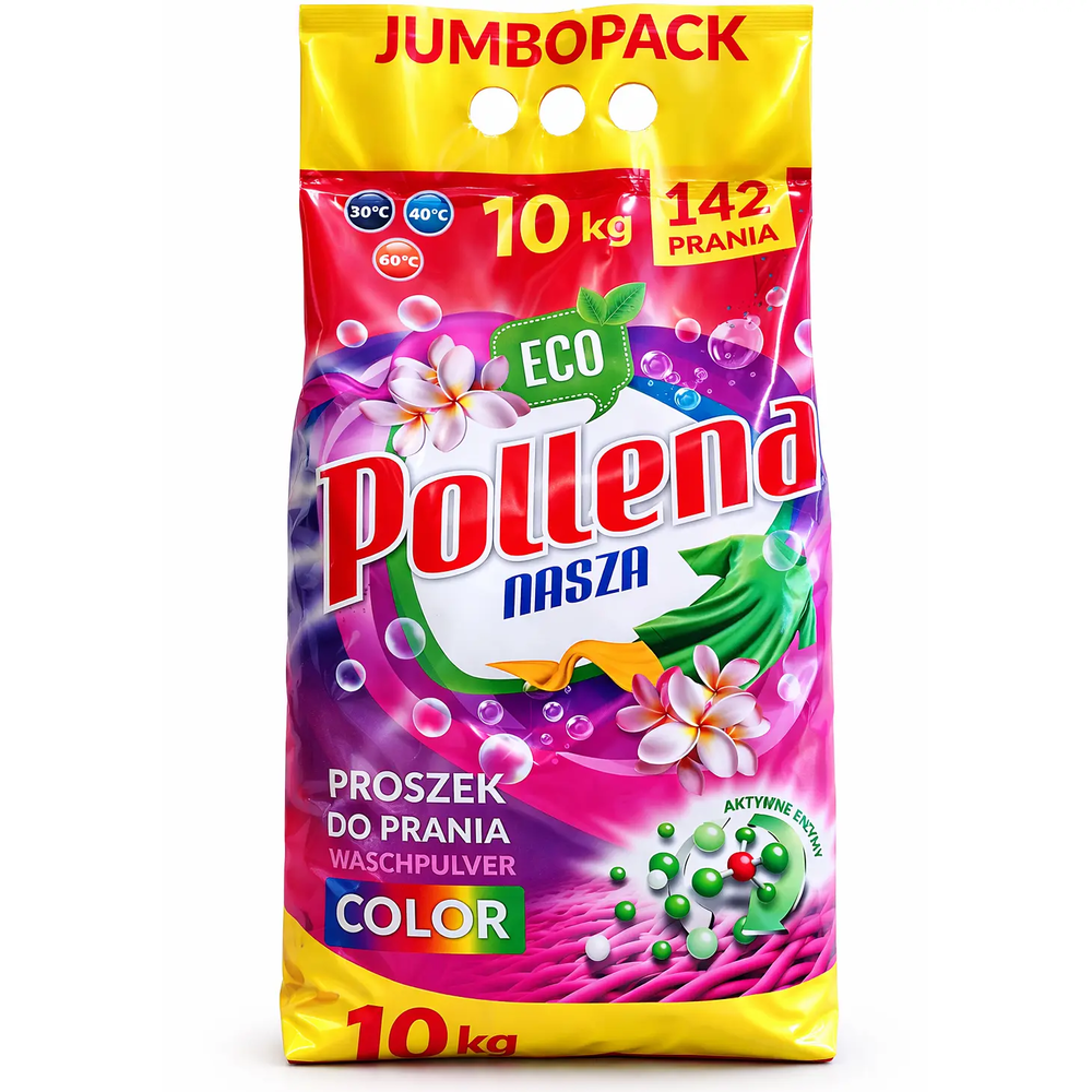 Zdjęcie produktu Proszek do Prania Tkanin Kolorowych Pollena  skuteczny 142 prania 10kg