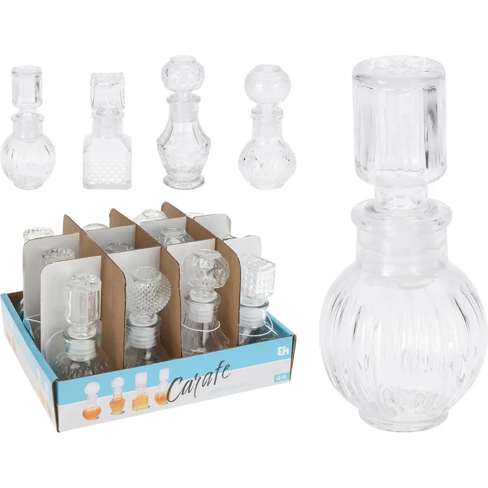 Zdjęcie produktu Karafka mini szklana buteleczka ozdobna na nalewki wesele mix 40ml