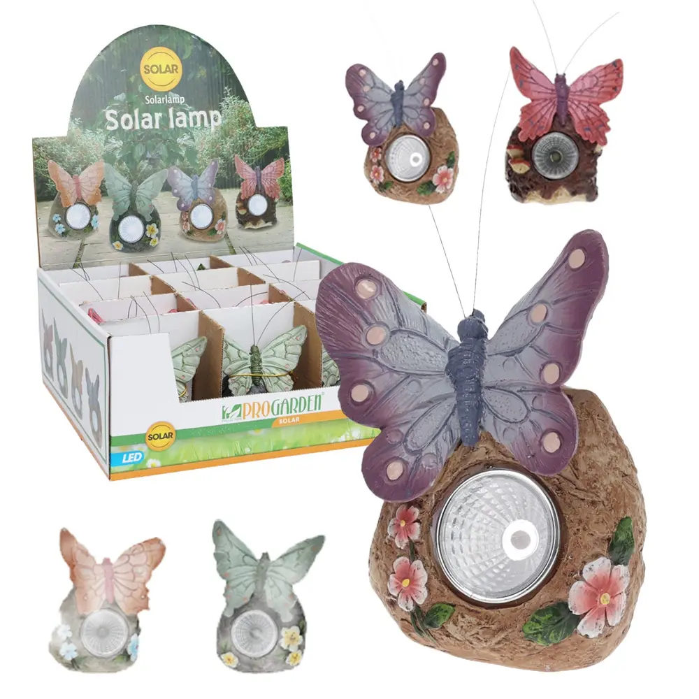 Zdjęcie produktu Lampa solarna ogrodowa ozdobna motyl na kamieniu wodoodporna led 11 cm
