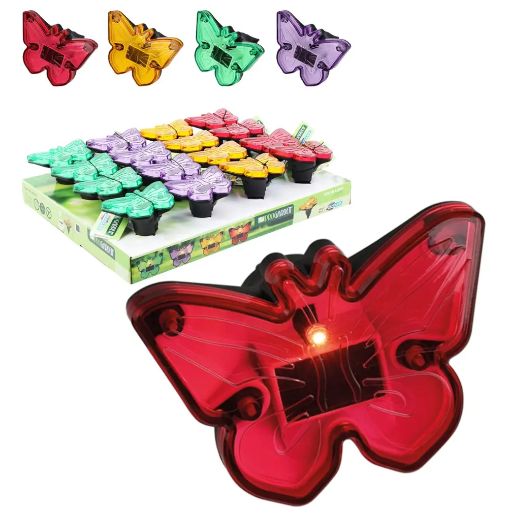 Zdjęcie produktu Lampka solarna ogrodowa motyl dekoracja lampa do ogrodu ciepła biel 9 cm