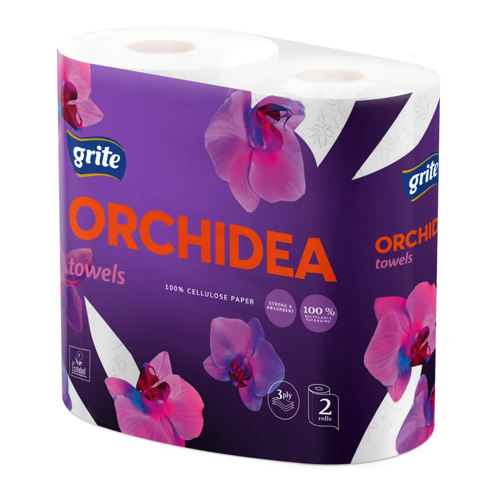 Zdjęcie produktu Ręcznik papierowy Grite kuchenny trzywarstwowy celuloza mocny chłonny 2 rolki