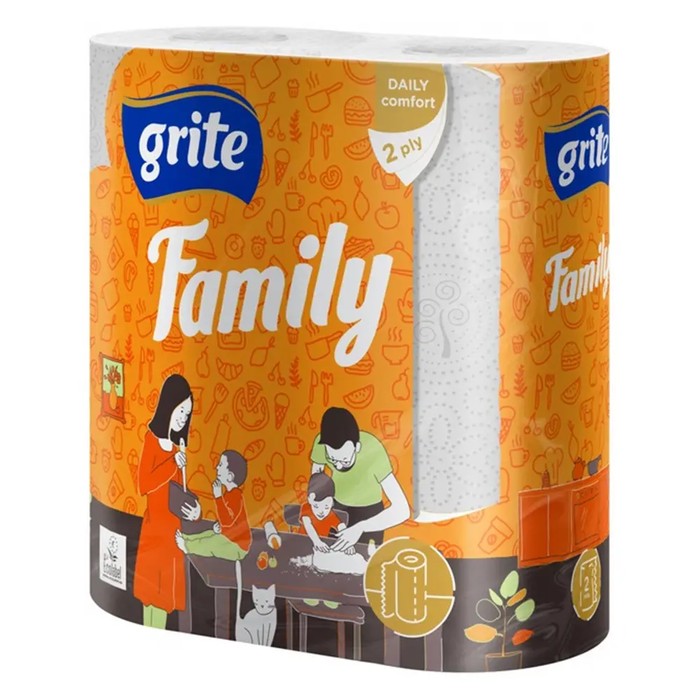 Zdjęcie produktu Ręcznik papierowy Grite Family 2 warstwy 2 rolki miękki wytrzymały 17 m
