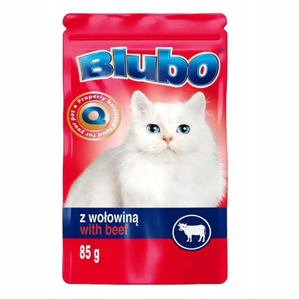 Zdjęcie produktu Karma mokra Blubo dla kota kawałki wołowina w galaretce saszetka 85g