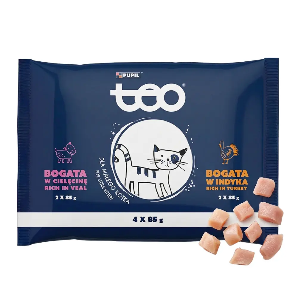 Zdjęcie produktu Karma mokra TEO dla kociąt junior mix smaków drób / wołowina w sosie 4 x 85 g