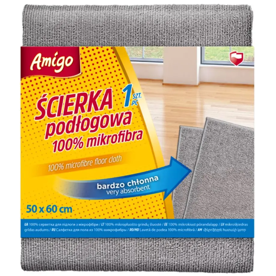 Zdjęcie produktu Ścierka do podłogi mikrofibra Amigo podłogowa bardzo chłonna 50x60 cm