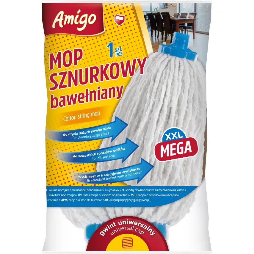 Zdjęcie produktu Mop sznurkowy bawełniany Gosia uniwersalny chłonny mega xxl 20x20 cm