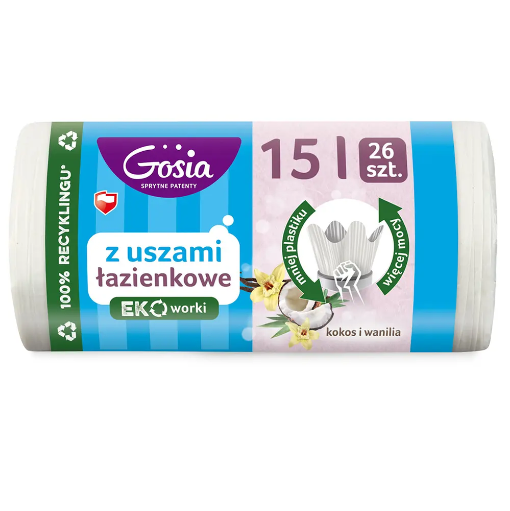 Zdjęcie produktu Worki na śmieci łazienkowe Gosia z uszami 15l zapachowe 26 sztuk 