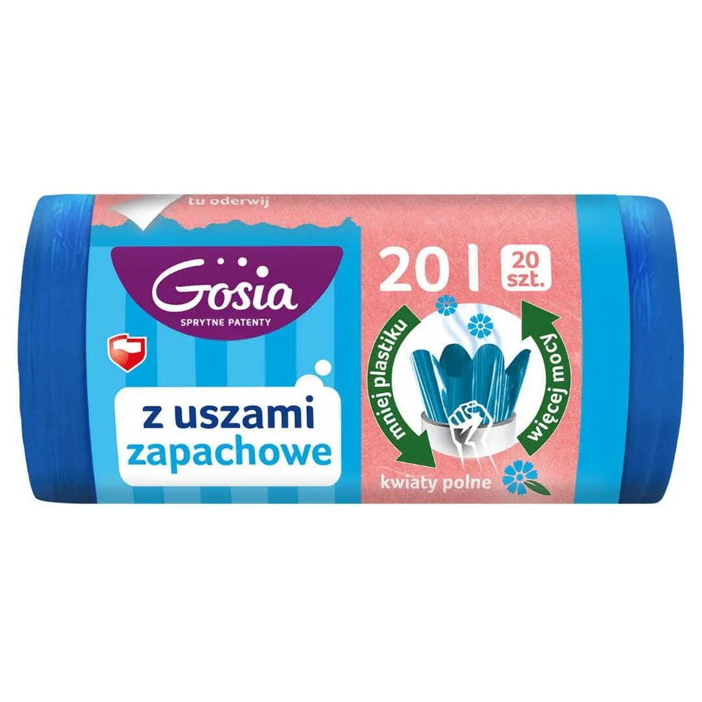 Zdjęcie produktu Worki na śmieci Gosia 20l z uszami zapachowe kwiaty polne Eko 20 sztuk