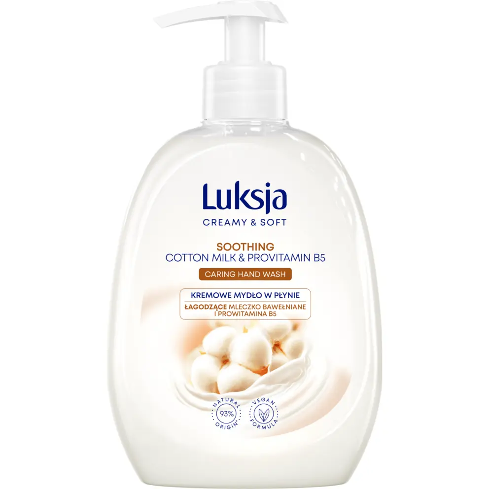 Zdjęcie produktu Mydło w płynie Luksja łagodzące Mleczko Bawełniane i Prowitamina B5 500ml