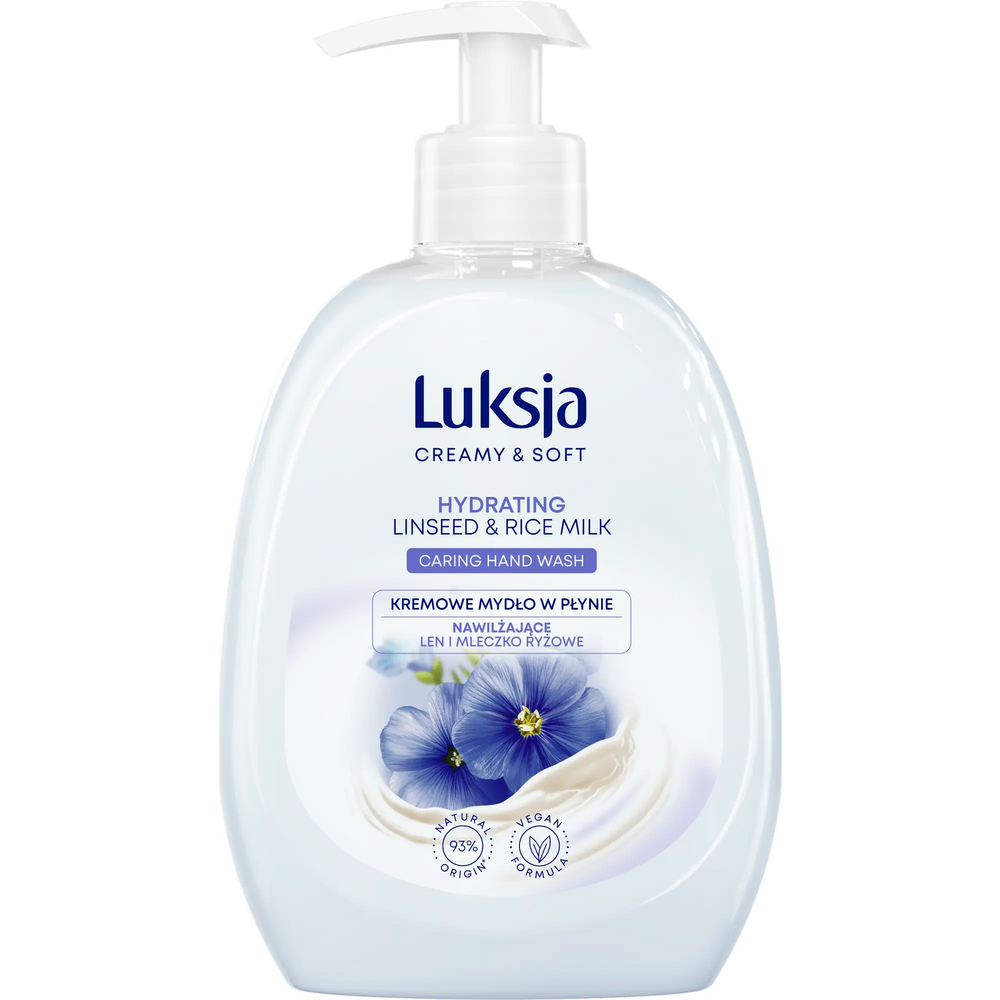 Zdjęcie produktu Mydło w płynie Luksja nawilżające Len i Mleczko Ryżowe 500ml