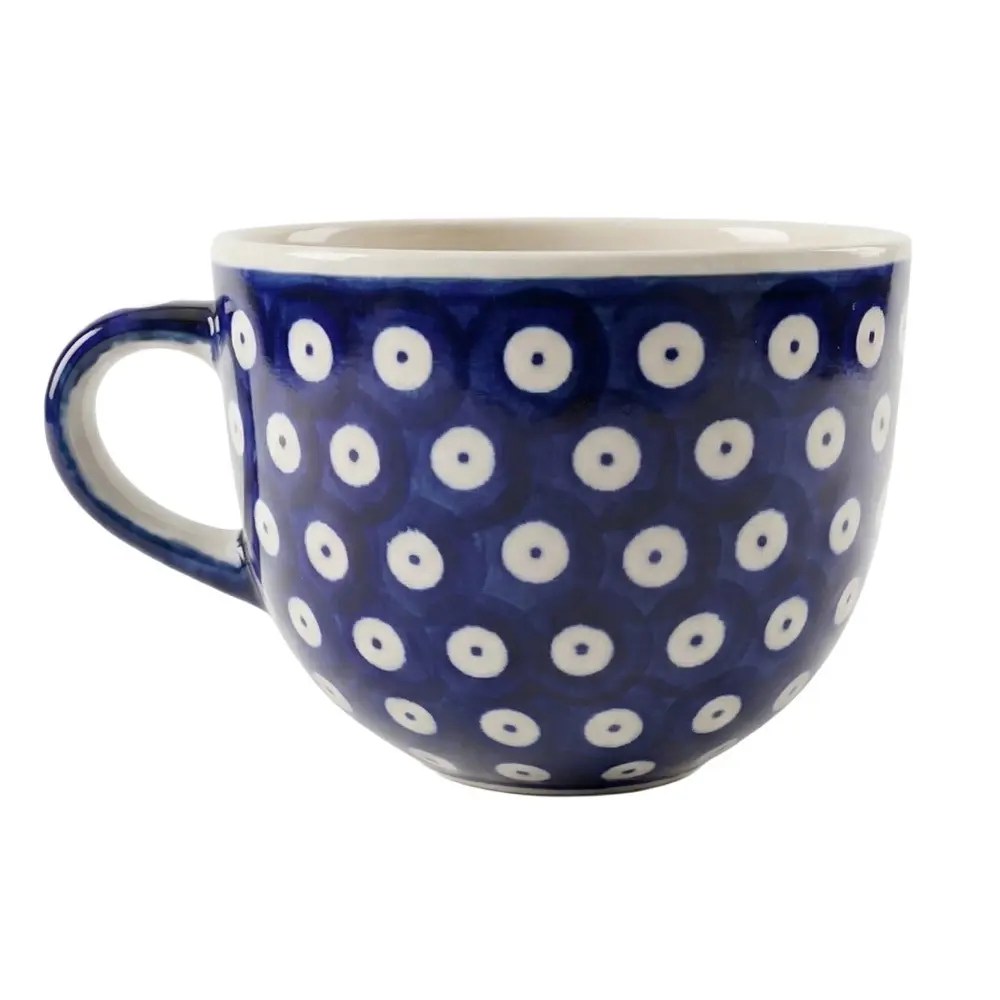 Zdjęcie produktu Filiżanka ceramiczna do kawy i herbaty Bolesławiec kropki retro 350 ml