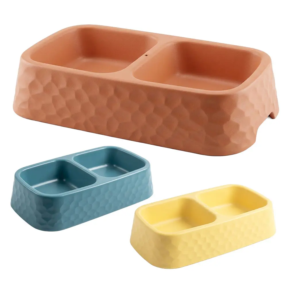 Zdjęcie produktu Miska podwójna dla psa i kota na karmę i wodę plastikowa 26x15x5 cm