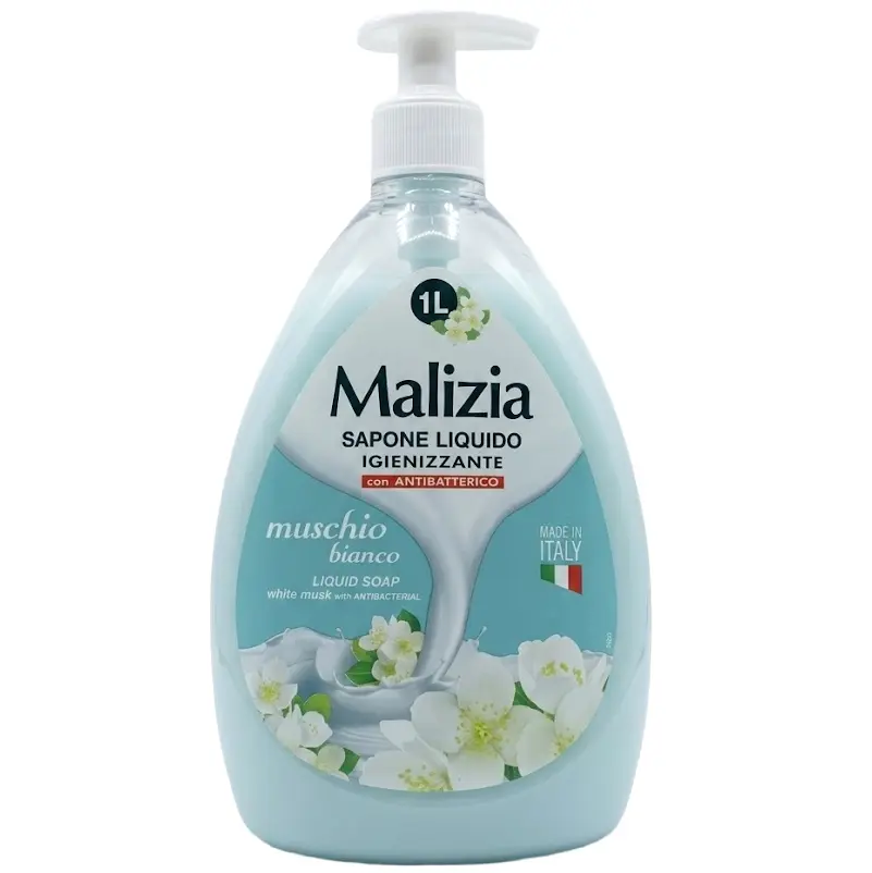 Zdjęcie produktu Mydło w płynie Malizia antybakteryjne z dozownikiem nawilżające do rąk Italy 250ml