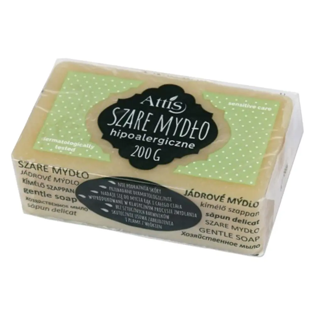 Zdjęcie produktu Hipoalergiczne szare mydło w kostce Attis do skóry wrażliwej 200g