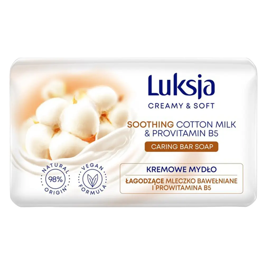 Zdjęcie produktu Kremowe mydło w kostce Luksja łagodzące mleczko bawełniane i prowitamina b5 90g