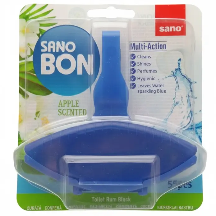 Zdjęcie produktu Zawieszki do toalety wc Sanobon zapach Jabłkowy koszyk kostka czyszcząca barwiąca 5in1 