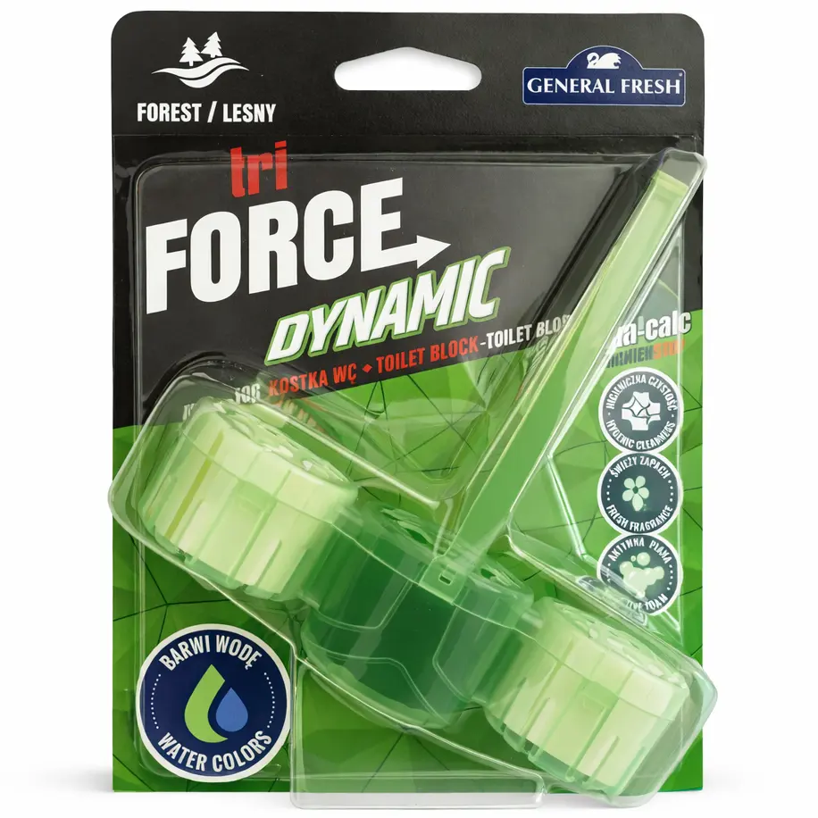 Zdjęcie produktu Kostka toaletowa zawieszka WC Tri Force Dynamic Zapach Leśny 1szt.