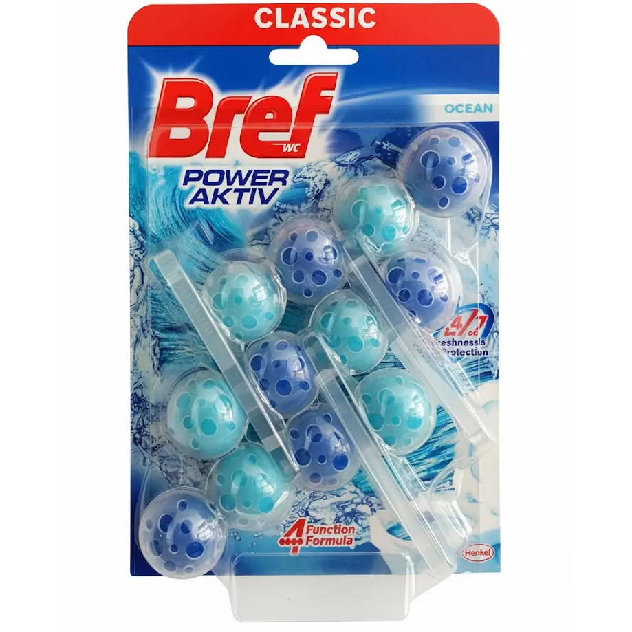 Zdjęcie produktu Kostka toaletowa zawieszka WC Bref Power Aktiv Zapach Ocean Morski 3szt.