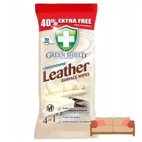 Zdjęcie produktu Chusteczki do czyszczenia skóry Green Shield Leather skóra 70 szt.