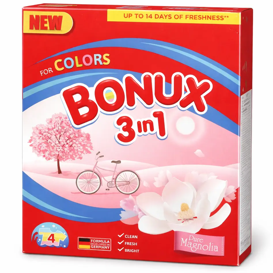 Zdjęcie produktu Proszek do prania kolorów Bonux 3in1 pure magnolia 400g 4 prania 