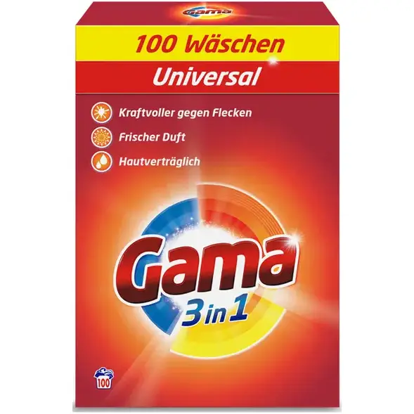 Zdjęcie produktu Uniwersalny proszek do prania Gama 6kg skutecznie usuwa plamy 100 prań