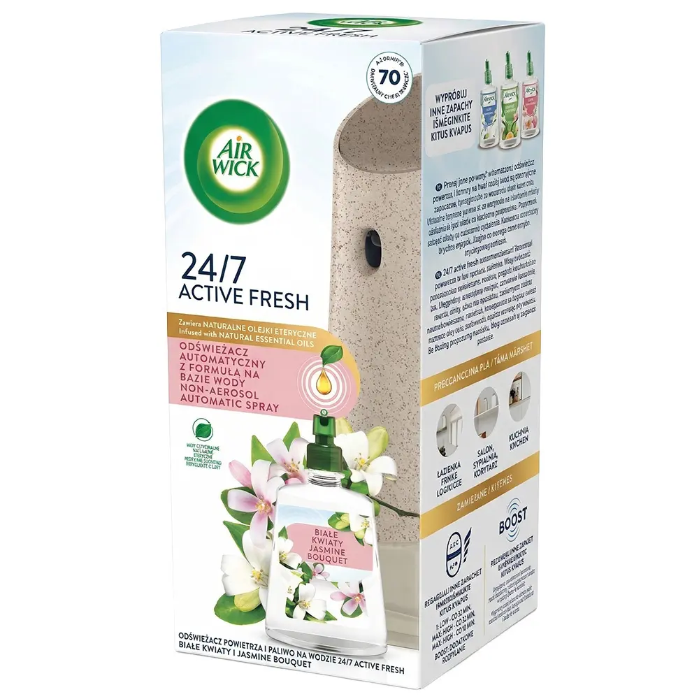 Zdjęcie produktu Air wick 24/7 active fresh białe kwiaty automatyczny odświeżacz komplet 228 ml
