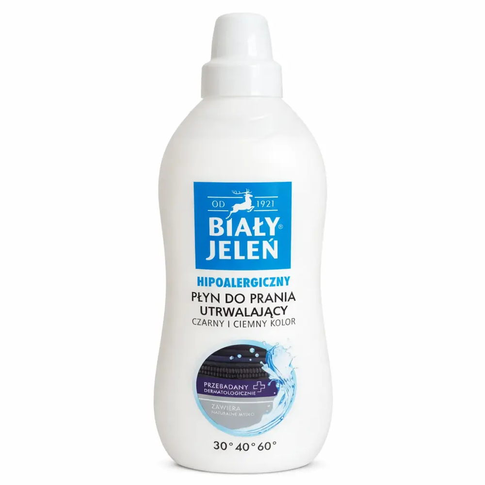 Zdjęcie produktu Hipoalergiczny Płyn do Prania Biały Jeleń do tkanin czarnych i ciemnych z naturalnym mydłem 1L