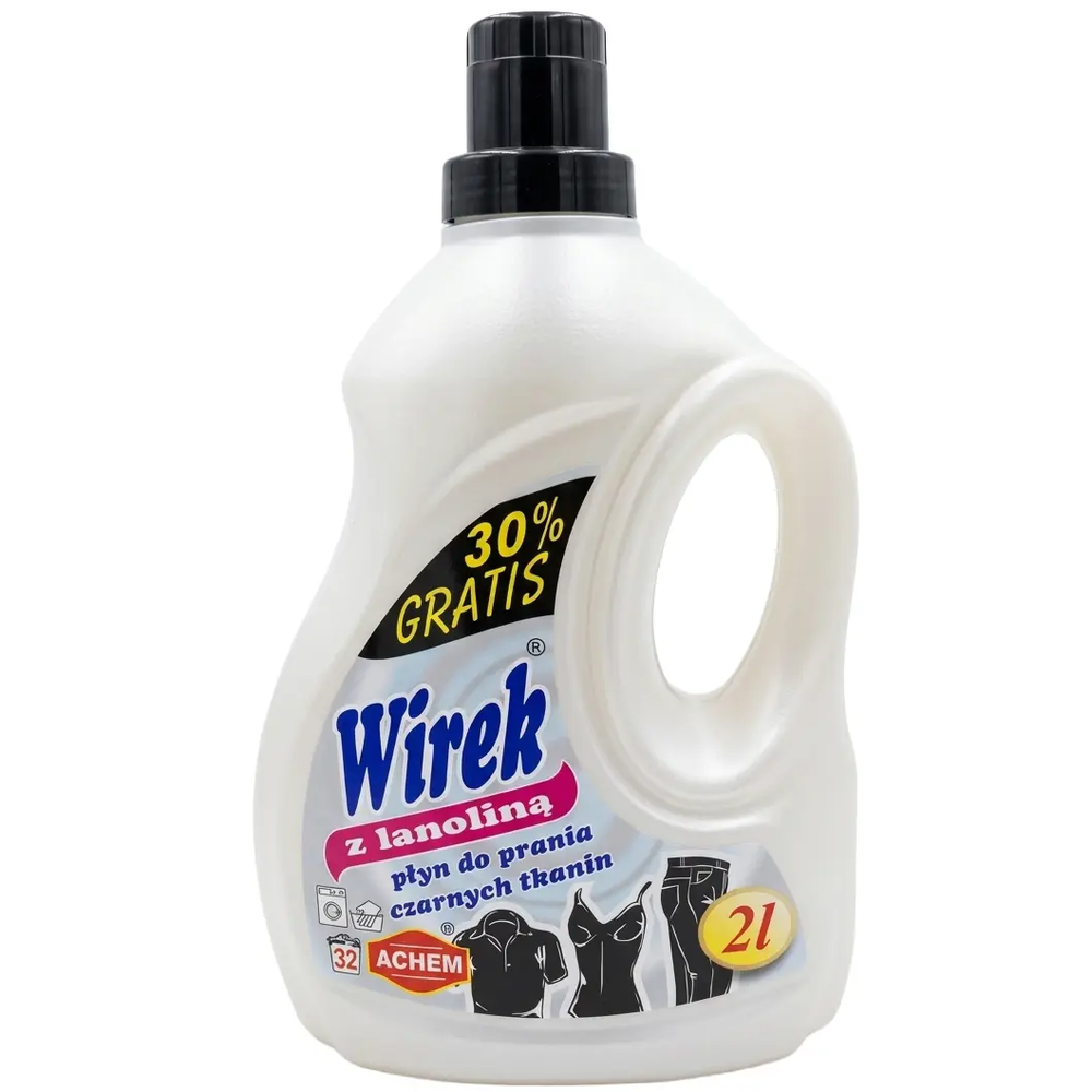 Zdjęcie produktu Płyn do Prania Czarnych Tkanin Wirek z lanoliną do jedwabiu wełny bawełny 2L 32 prania