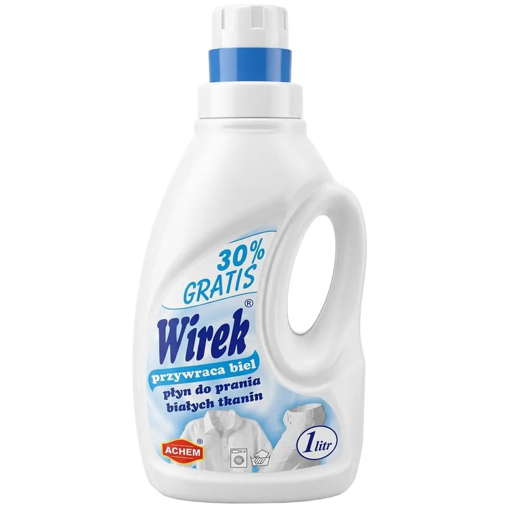 Zdjęcie produktu Płyn do Prania Białych Tkanin Wirek przywraca biel do jedwabiu wełny bawełny 1 L 16 prań