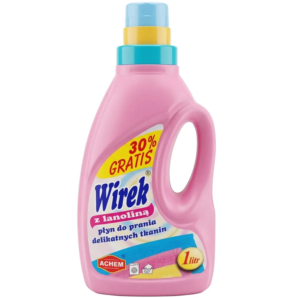 Zdjęcie produktu Płyn do Prania Kolorowych Delikatnych Tkanin Wirek z lanoliną do jedwabiu wełny bawełny 1 L 16 prań