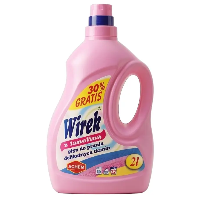 Zdjęcie produktu Płyn do Prania Kolorowych Delikatnych Tkanin Wirek z lanoliną do jedwabiu wełny bawełny 2 L 32 prań