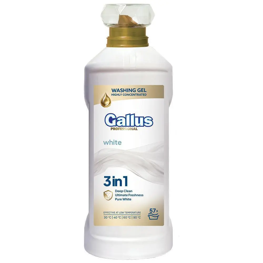 Zdjęcie produktu Żel do Prania Białych Tkanin Gallus Professional White do bieli od 30st.C wysoko skoncentrowany 57 prań 2L 