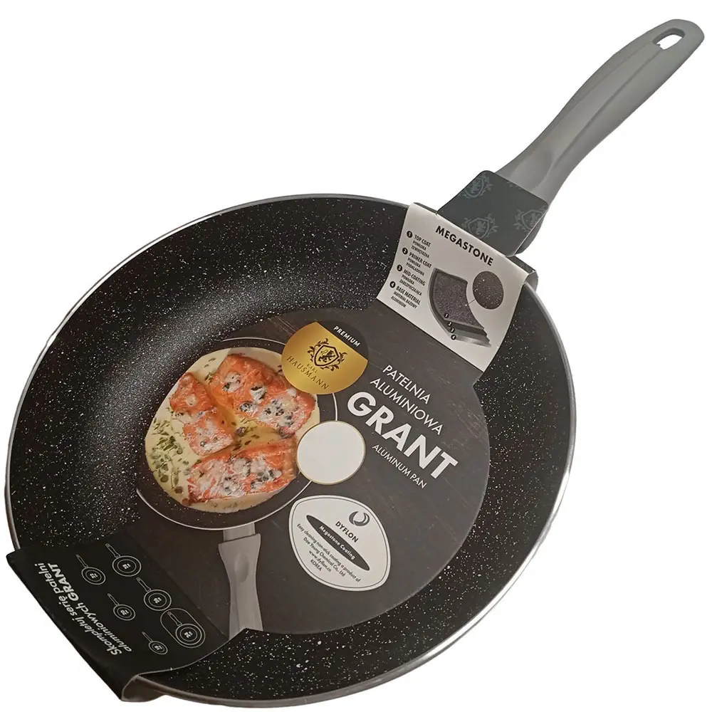 Zdjęcie produktu Patelnia Aluminiowa Hausmann Grant 26 cm zapobiega przywieraniu do wszystkich rodzajów płyt grzewczych