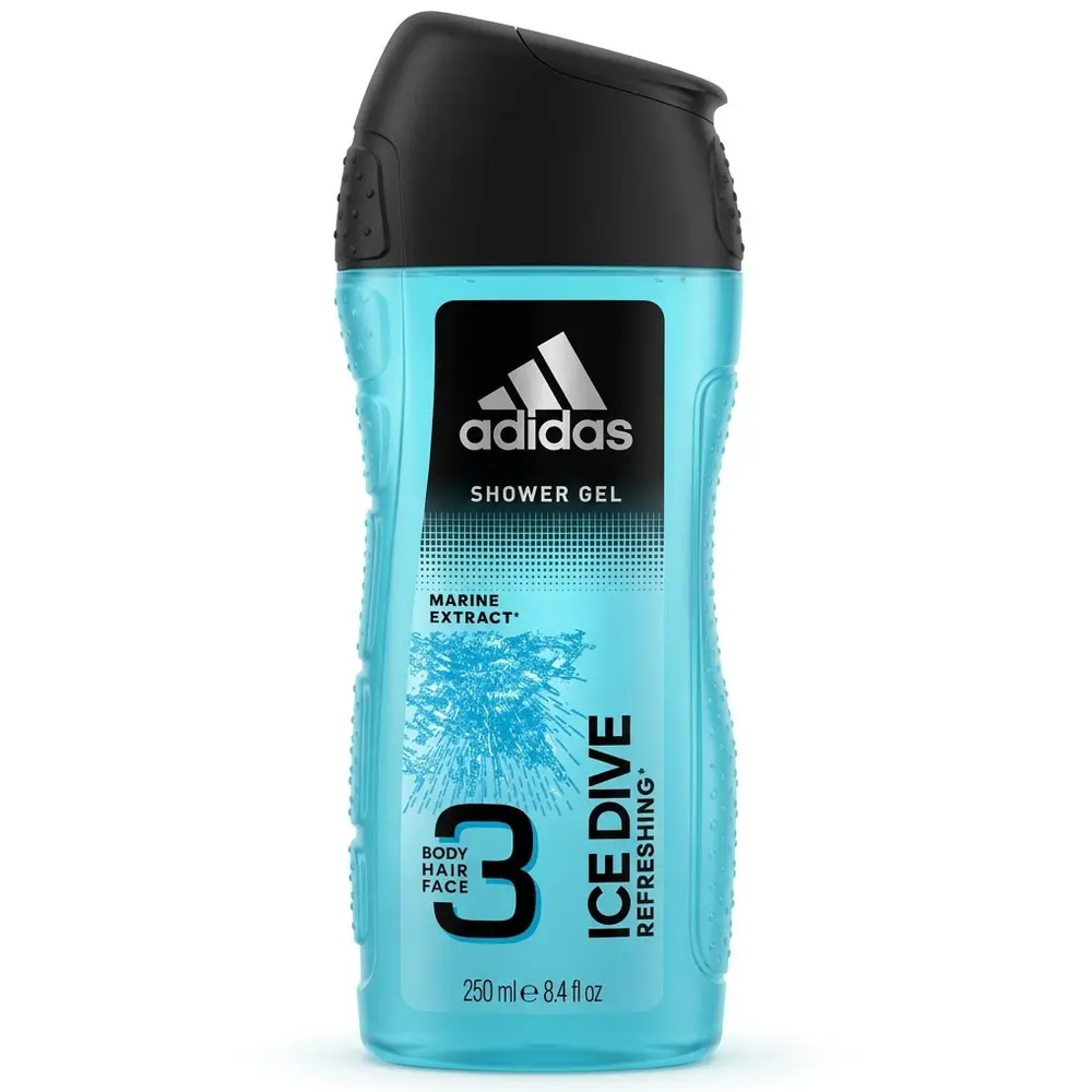 Zdjęcie produktu Żel Pod Prysznic Dla Mężczyzn Adidas ICE DIVE Refreshing 3w1 ciało włosy twarz 250ml