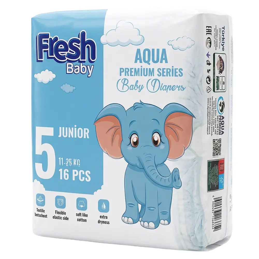 Zdjęcie produktu Fresh baby pieluszki jednorazowe 16 szt 11-25 kg 5 junior aqua premium