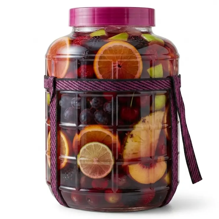 Zdjęcie produktu Szklany Słój Okrągły Ozdobny z pokrywą słoik na sok przetwory żywność 15 L